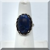 J051. Silver ring with blue stone. Size 6.5 - $20 